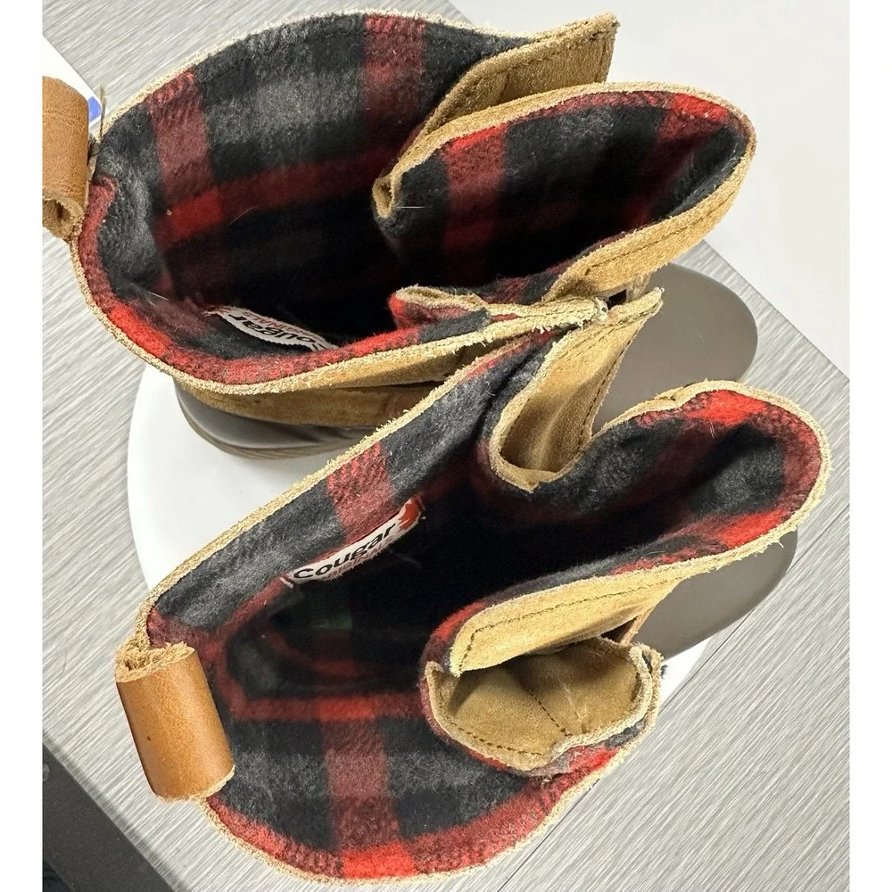Cougar Originals Maple Sugar Winter Boots Womens 7 Suede Plaid Rubber Waterproof